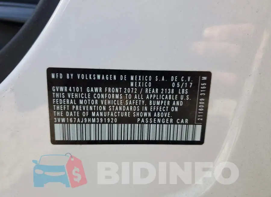 3VW167AJ9HM391920 Photo# 13