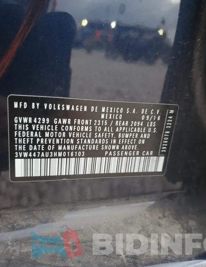 3VW447AU3HM016103 Photo# 12