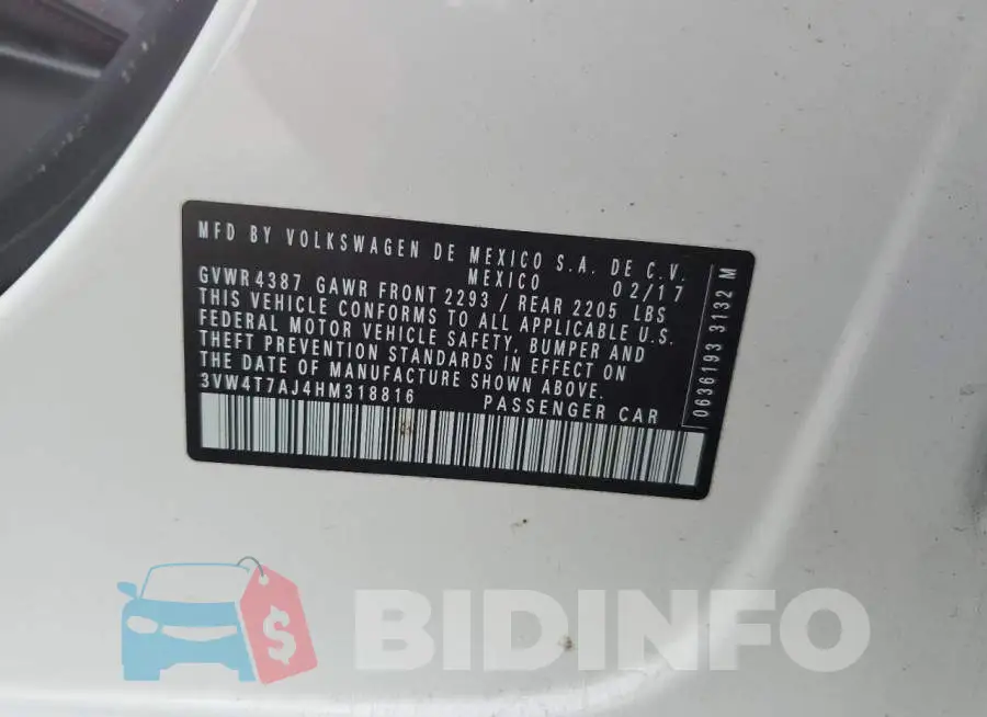 3VW4T7AJ4HM318816 Photo# 12