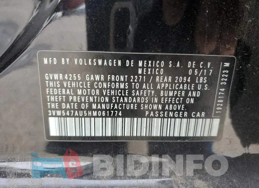 3VW547AU5HM061774 Photo# 12