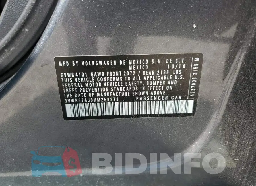 3VWB67AJ9HM259373 Photo# 12