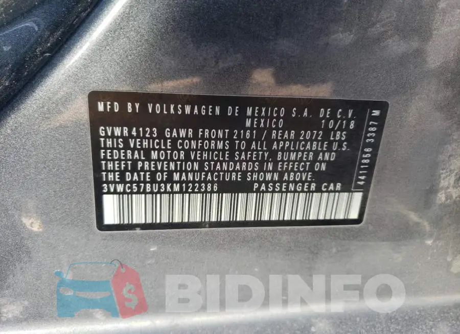 3VWC57BU3KM122386 Photo# 12