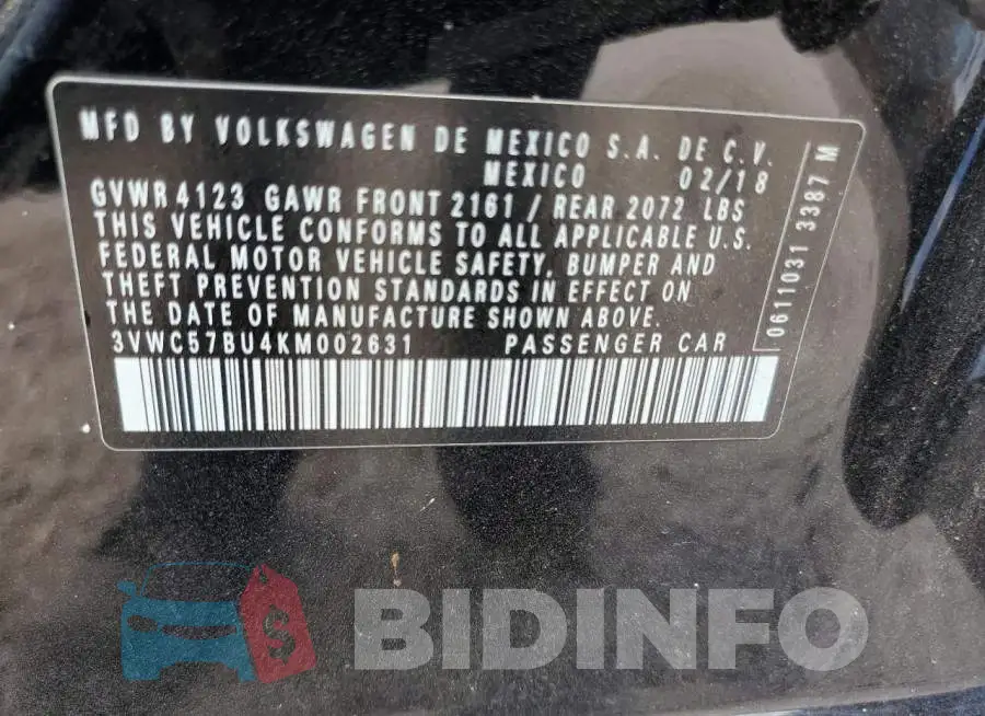 3VWC57BU4KM002631 Photo# 12