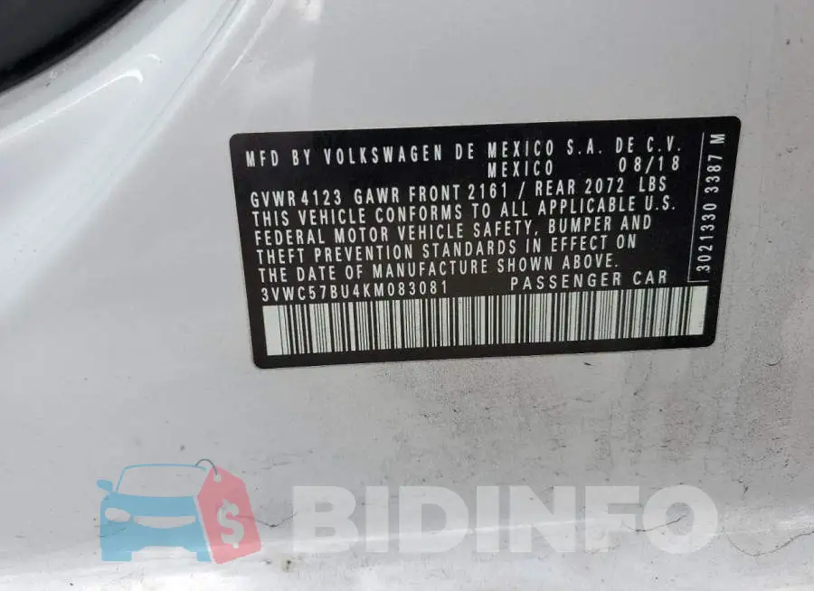 3VWC57BU4KM083081 Photo# 12