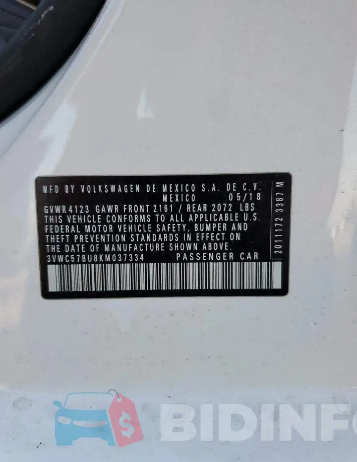 3VWC57BU8KM037334 Photo# 12