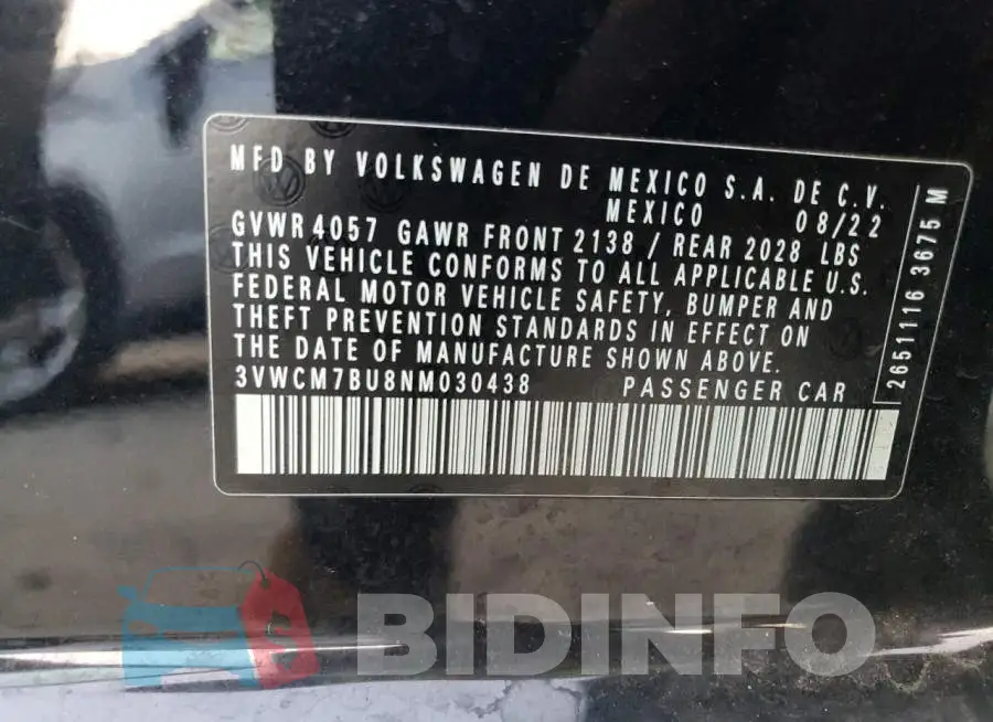 3VWCM7BU8NM030438 Photo# 12