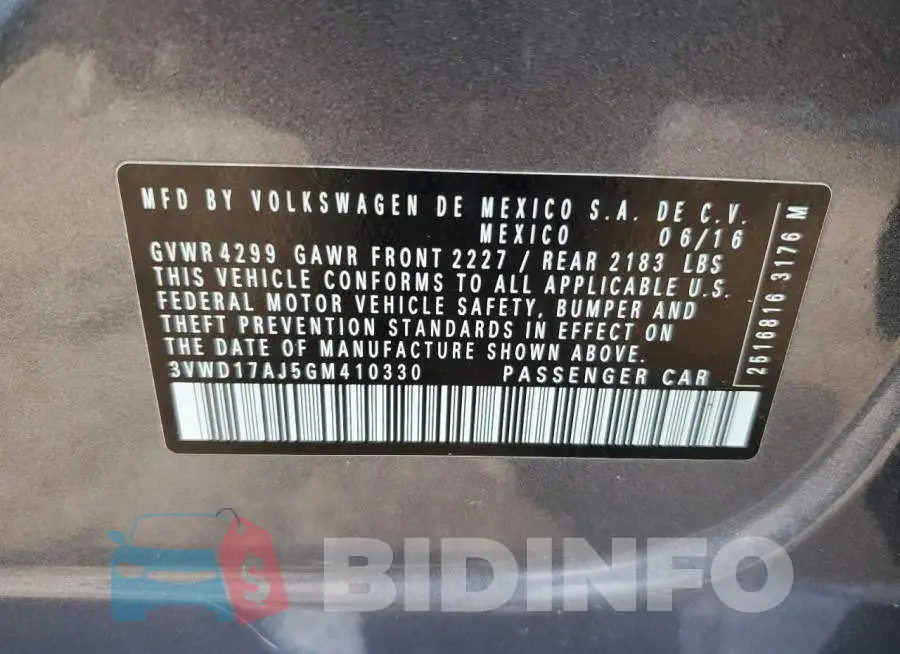 3VWD17AJ5GM410330 Photo# 12