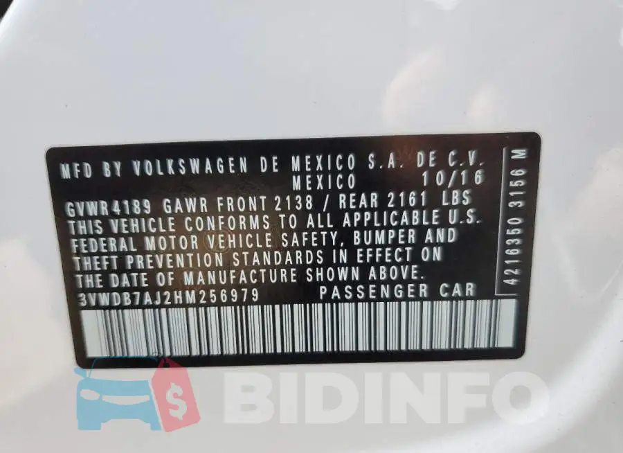 3VWDB7AJ2HM256979 Photo# 12