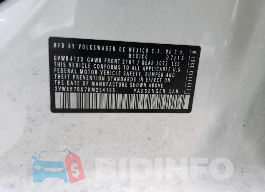 3VWE57BU7KM234195 Photo# 12