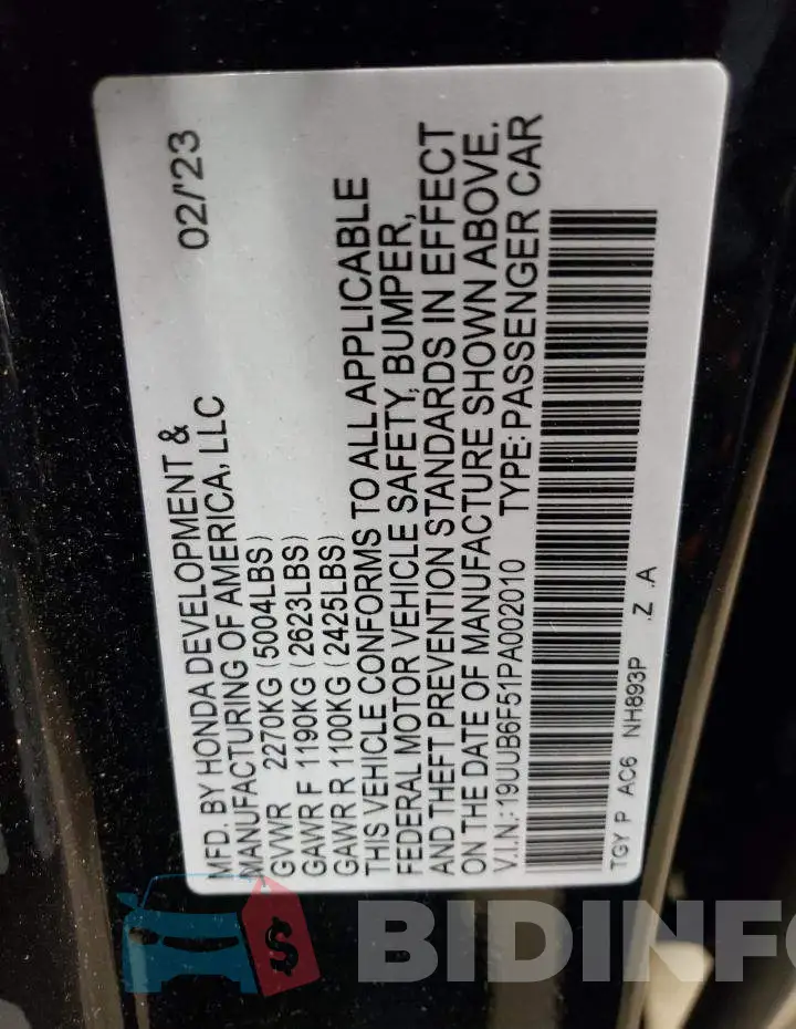 19UUB6F51PA002010 Photo# 13