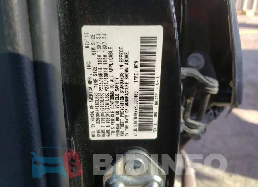 5J8TB4H55EL007483 Photo# 13