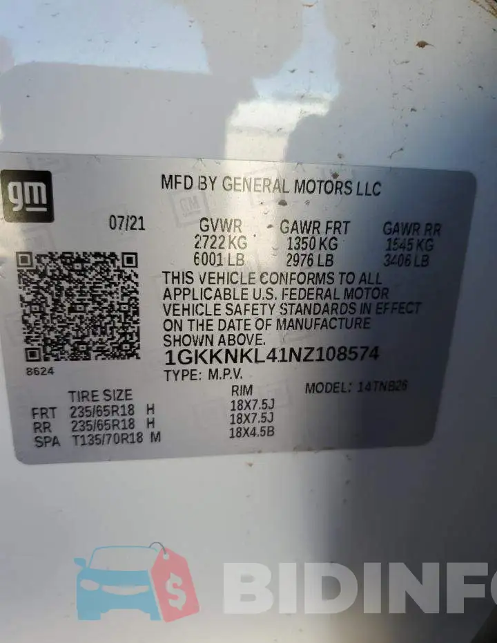 1GKKNKL41NZ108574 Photo# 13