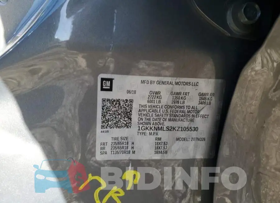 1GKKNMLS2KZ105530 Photo# 14