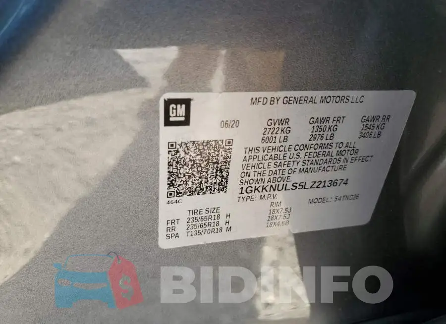 1GKKNULS5LZ213674 Photo# 12