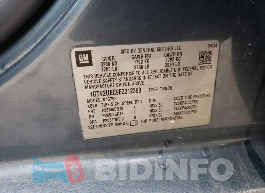 1GTV2UEC9EZ312380 Photo# 12
