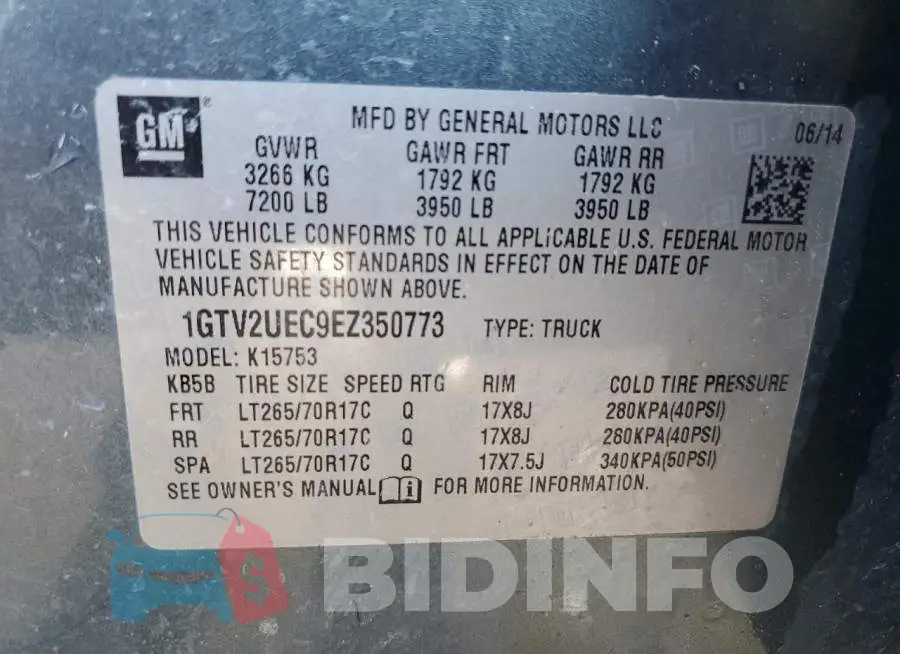 1GTV2UEC9EZ350773 Photo# 12
