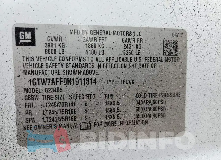 1GTW7AFF0H1911314 Photo# 14