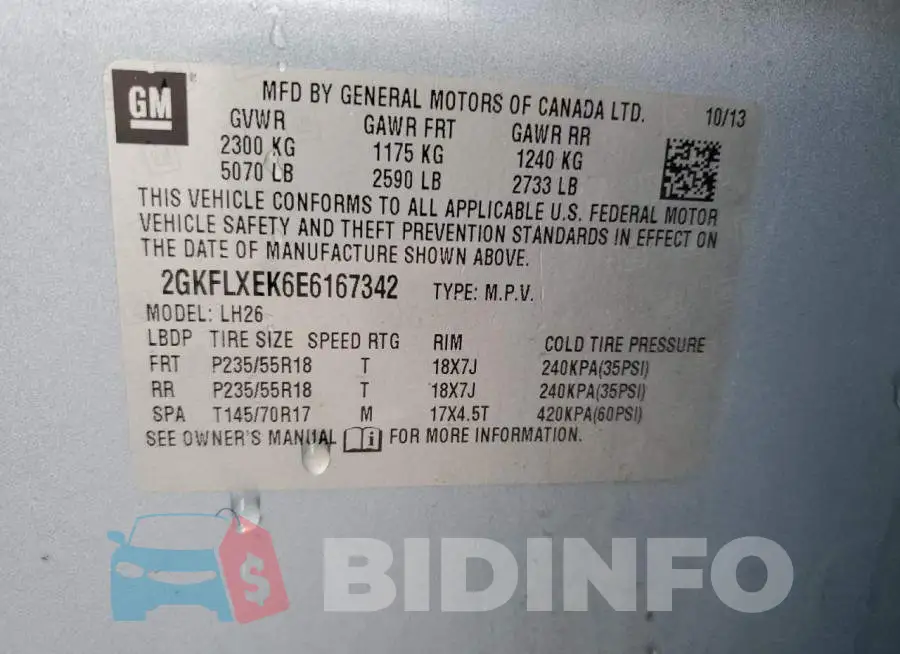 2GKFLXEK6E6167342 Photo# 13