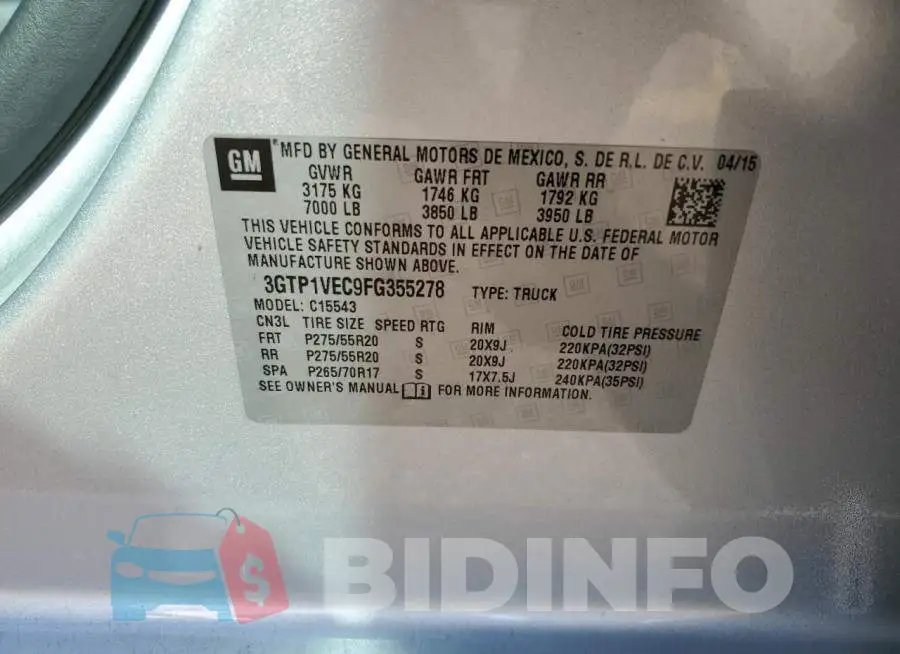 3GTP1VEC9FG355278 Photo# 12