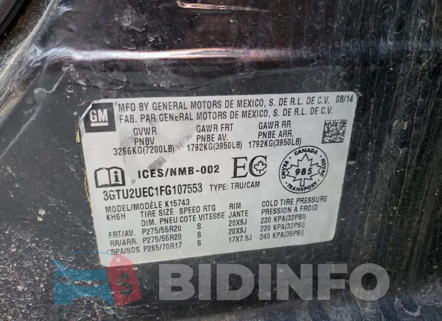 3GTU2UEC1FG107553 Photo# 12
