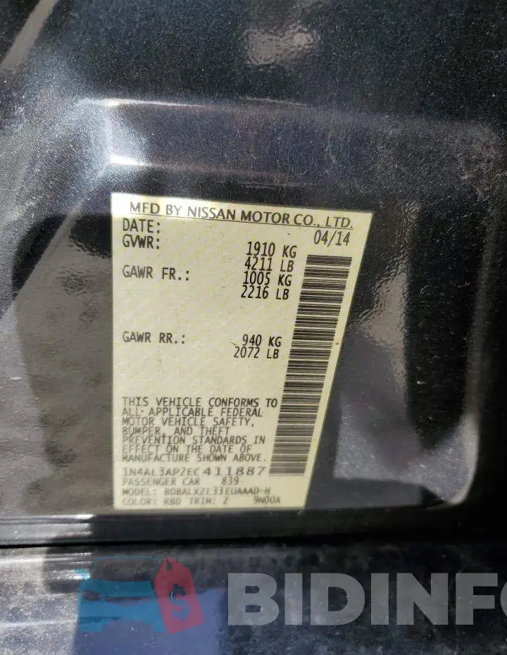 1N4AL3AP2EC411887 Photo# 13