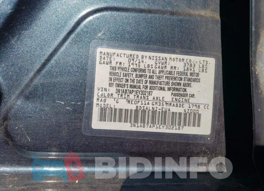 3N1AB7AP1EY302187 Photo# 12
