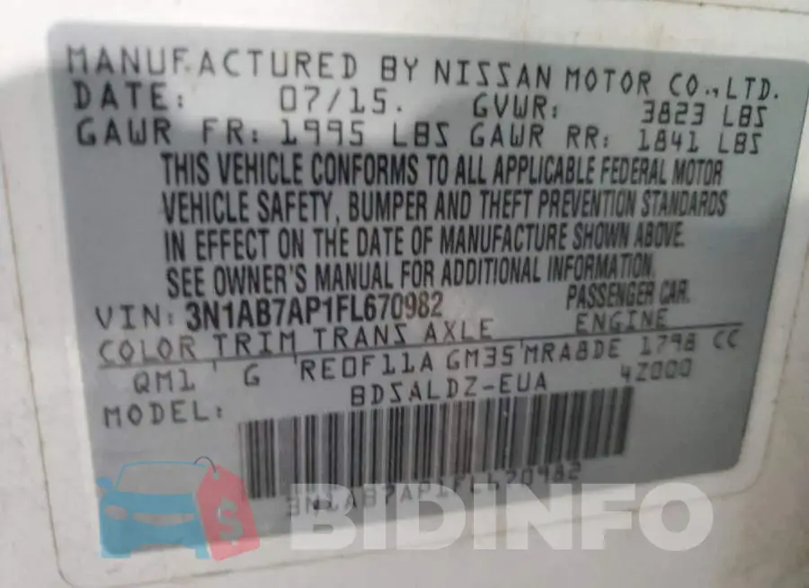 3N1AB7AP1FL670982 Photo# 12