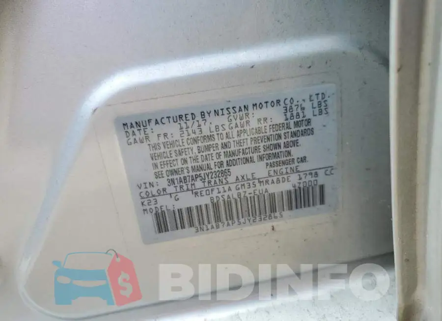 3N1AB7AP5JY232865 Photo# 12