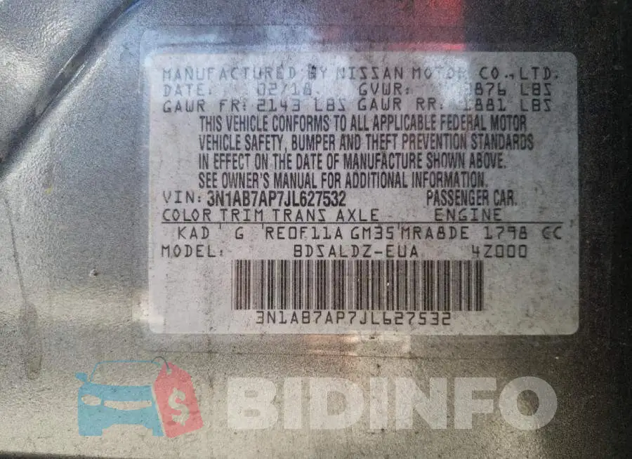 3N1AB7AP7JL627532 Photo# 12