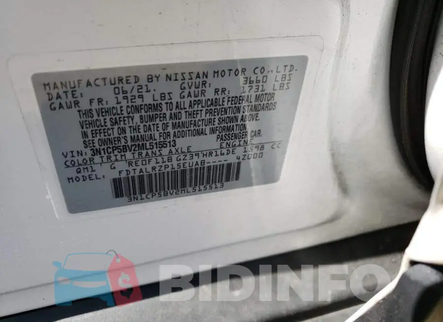 3N1CP5BV2ML515513 Photo# 13