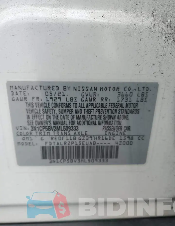 3N1CP5BV3ML509333 Photo# 13