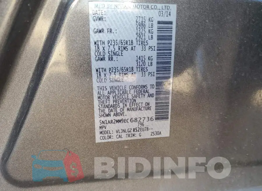5N1AR2MM9EC682736 Photo# 13