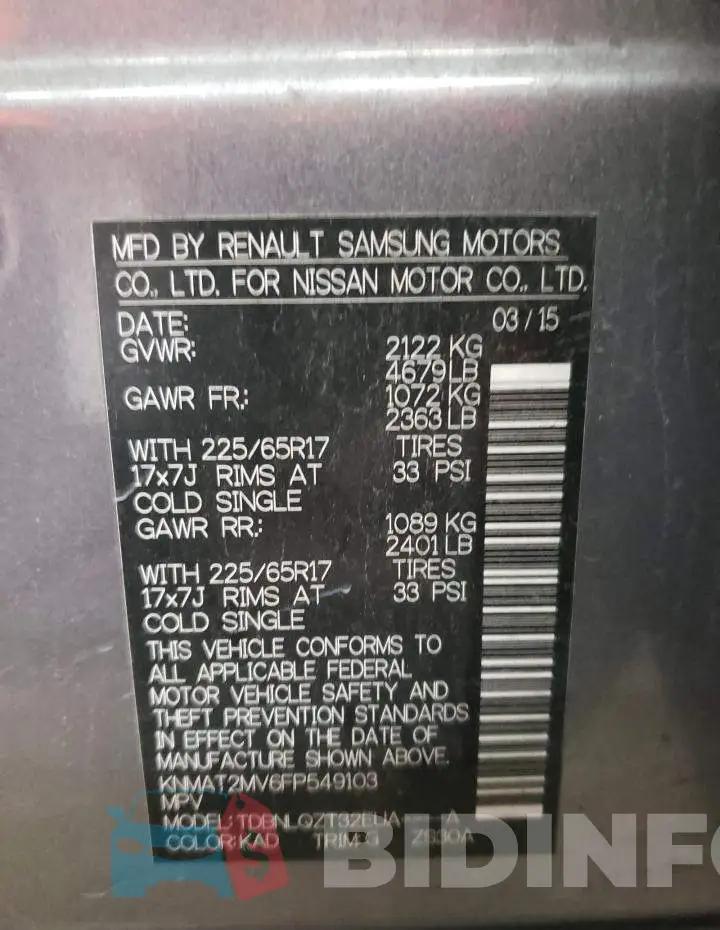 KNMAT2MV6FP549103 Photo# 12