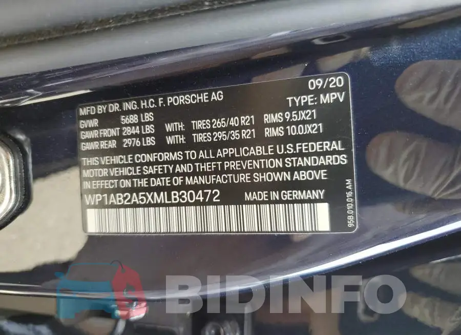 WP1AB2A5XMLB30472 Photo# 12