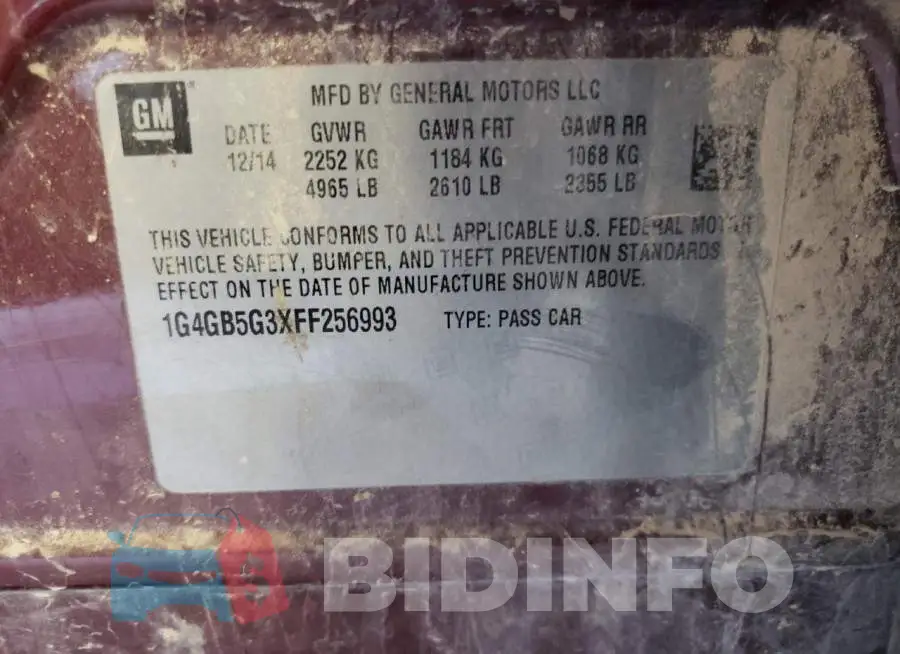 1G4GB5G3XFF256993 Photo# 12