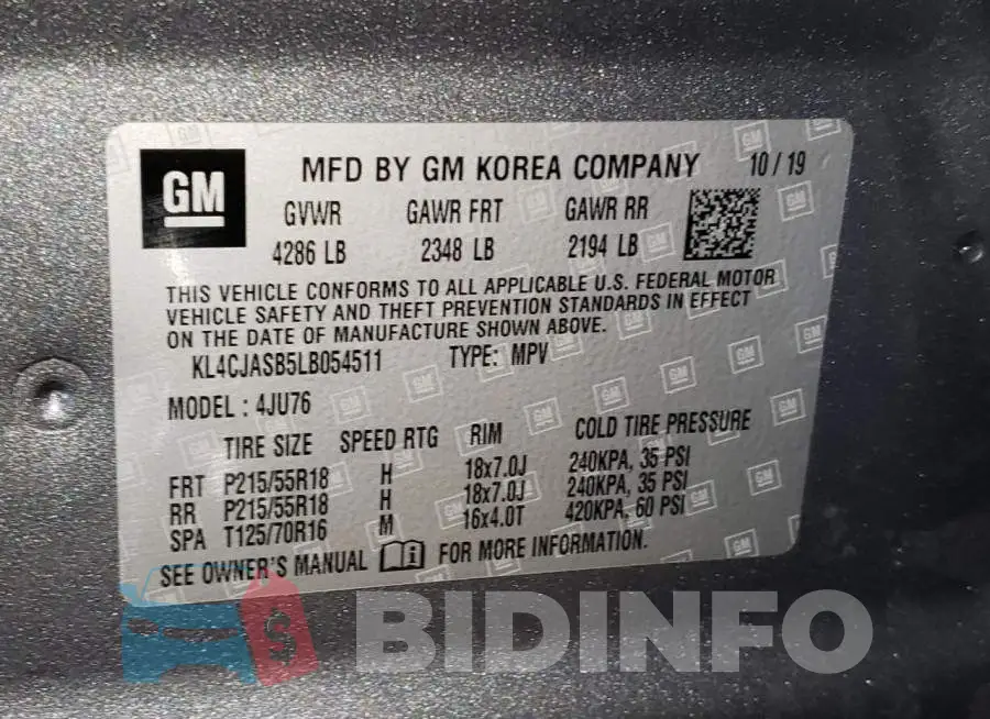 KL4CJASB5LB054511 Photo# 14
