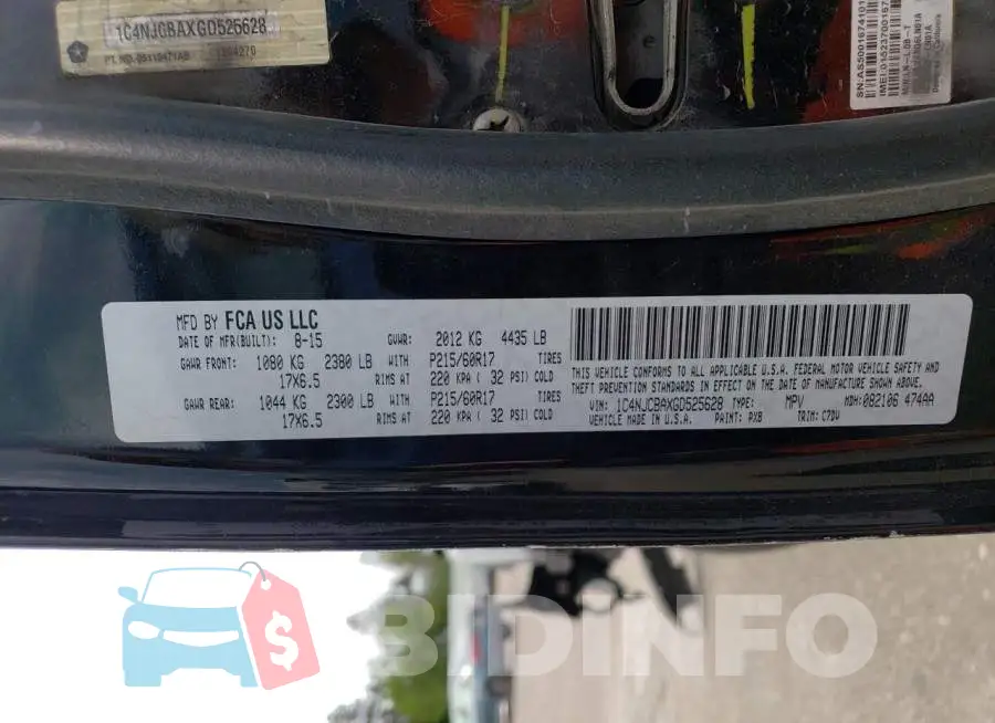 1C4NJCBAXGD525628 Photo# 12