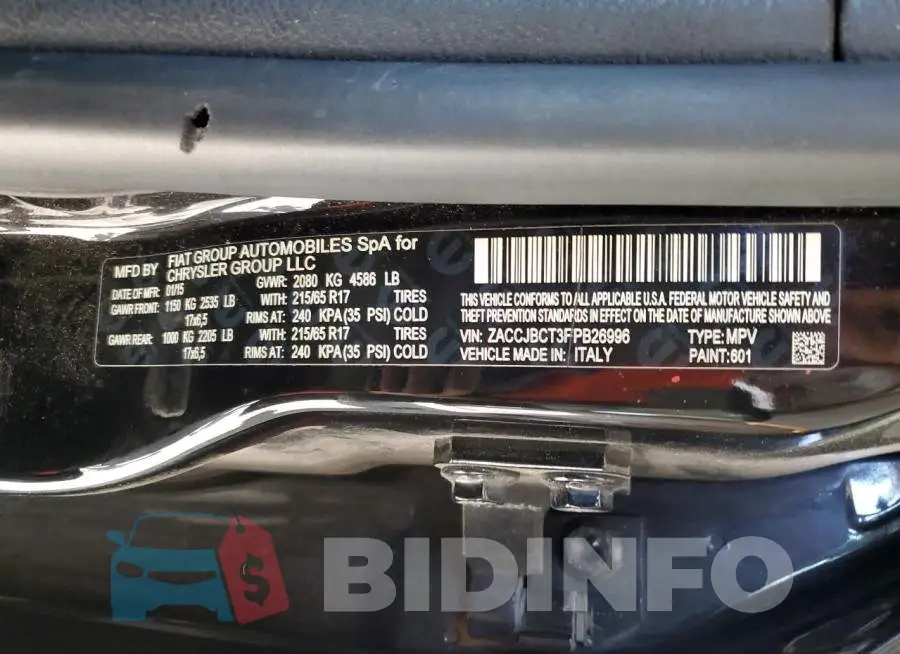 ZACCJBCT3FPB26996 Photo# 12