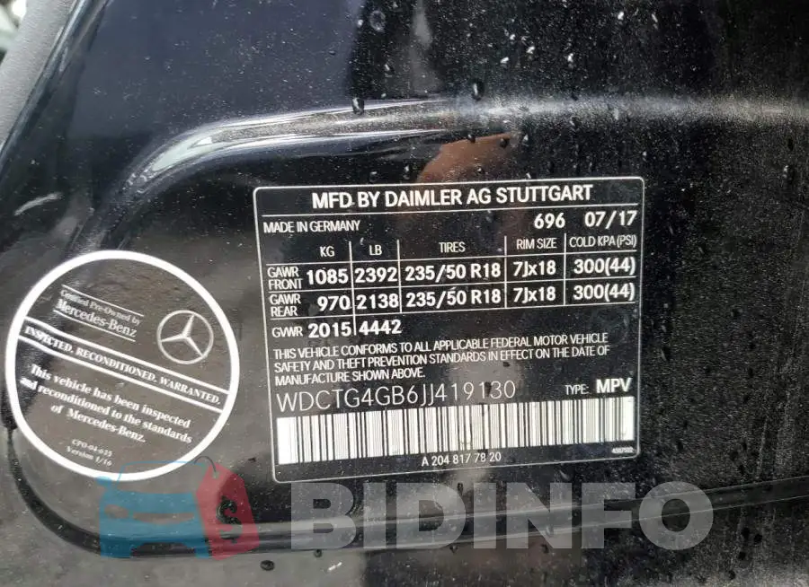 WDCTG4GB6JJ419130 Photo# 12
