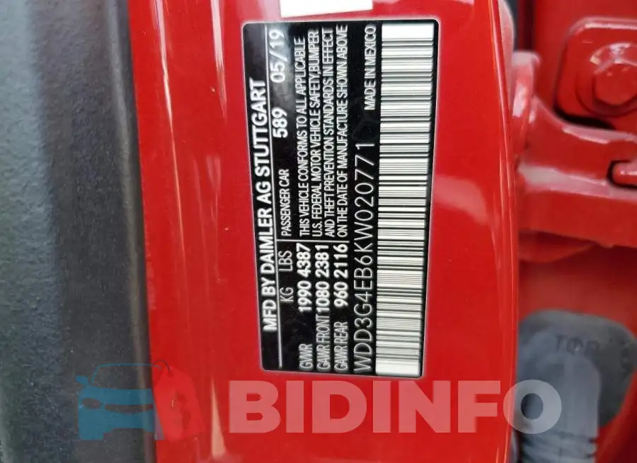 WDD3G4EB6KW020771 Photo# 13