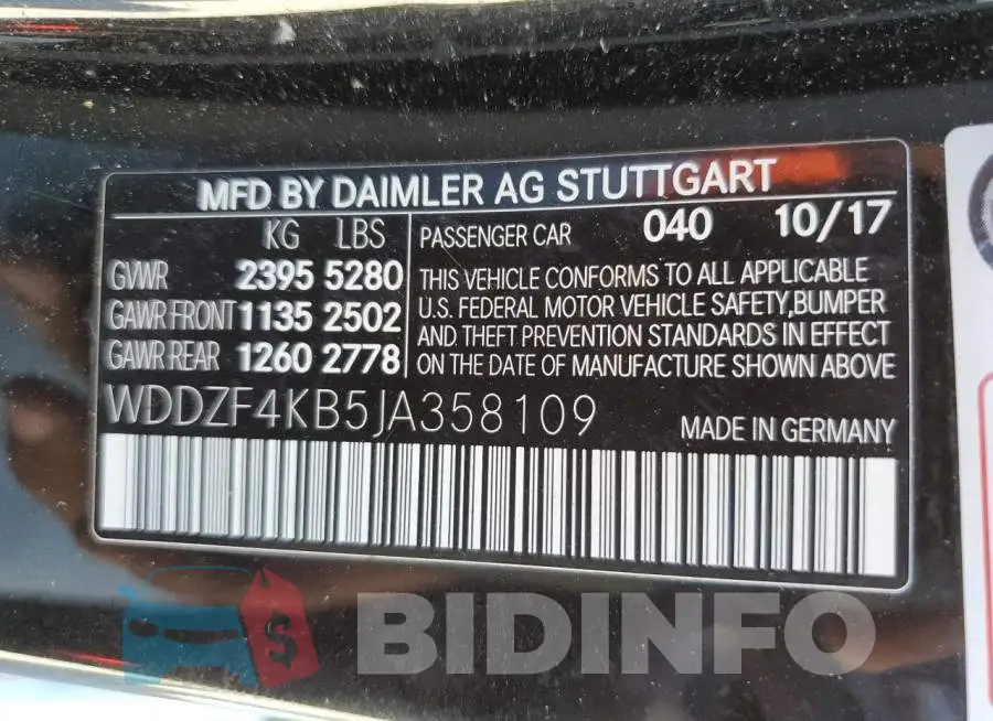 WDDZF4KB5JA358109 Photo# 12