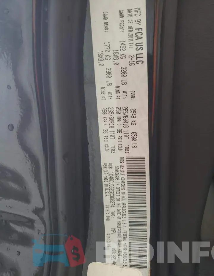 1C4RDJDG2GC360274 Photo# 13