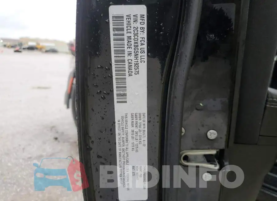 2C3CDXBG5NH192575 Photo# 12