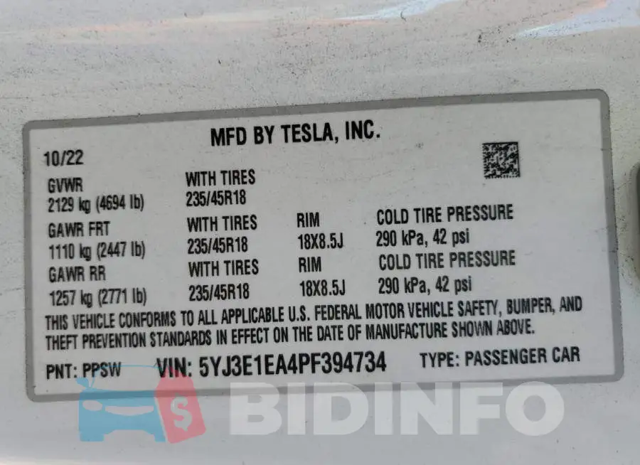 5YJ3E1EA4PF394734 Photo# 12