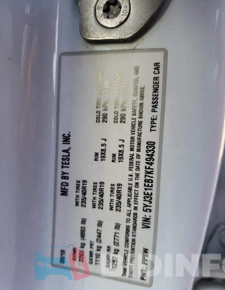 5YJ3E1EB7KF494330 Photo# 12