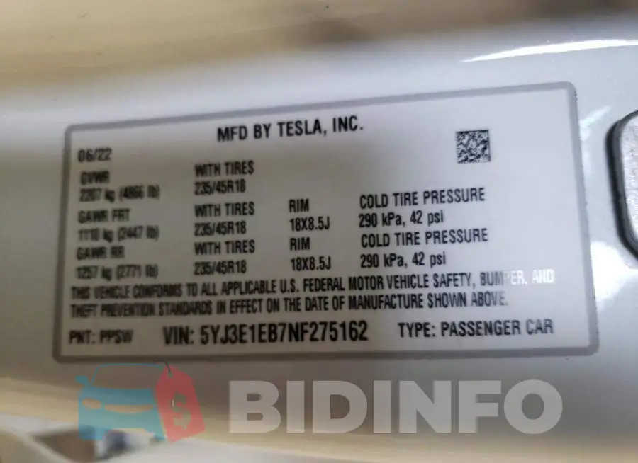 5YJ3E1EB7NF275162 Photo# 13