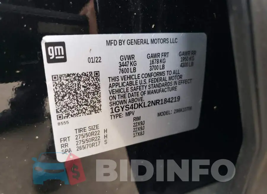 1GYS4DKL2NR184219 Photo# 13