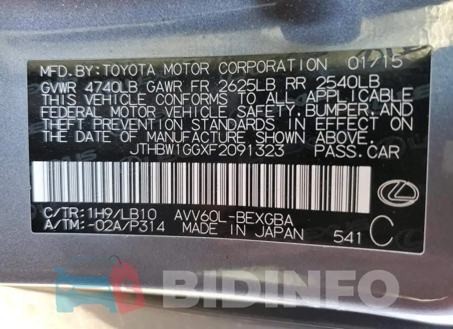 JTHBW1GGXF2091323 Photo# 12