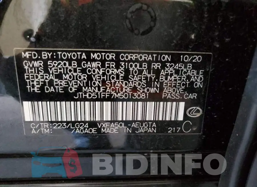 JTHD51FF7M5013081 Photo# 12
