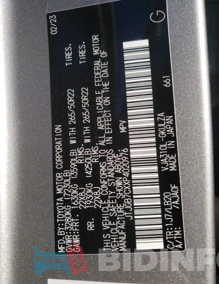 JTJGB7CXXP4020976 Photo# 13